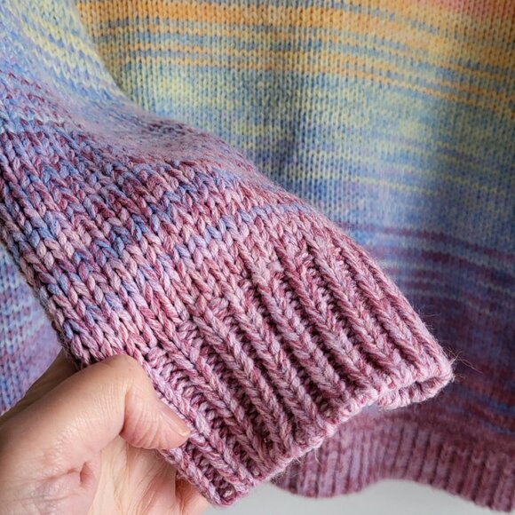 Pastel Ombre Knit Cardigan • Venice Love • Soft Rainbow Button-Up Sweater - Picture 3 of 5